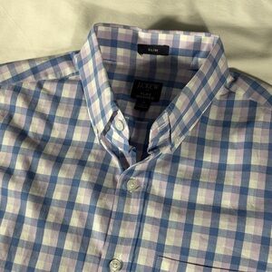 J. Crew mens multicolor gingham plaid long sleeve button down shirt - size S